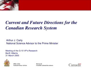 Current and Future Directions for the Canadian Research System