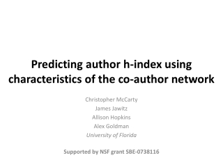 Predicting author h-index using characteristics of the co-author network