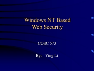 Windows NT Based  Web Security