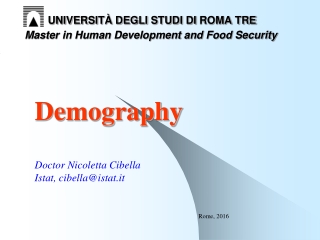 UNIVERSITÀ DEGLI STUDI  DI  ROMA TRE  Master in Human Development and Food Security