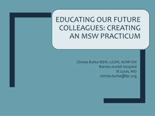 Educating our Future Colleagues: Creating an MSW Practicum