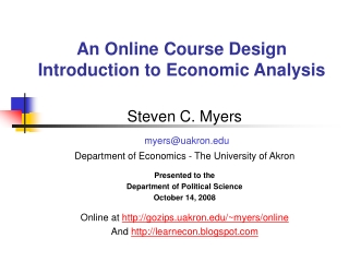 An Online Course Design Introduction to Economic Analysis