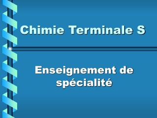 Chimie Terminale S