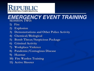 EMERGENCY EVENT TRAINING