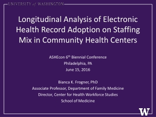 ASHEcon 6 th  Biennial Conference Philadelphia, PA June 15, 2016 Bianca K. Frogner, PhD