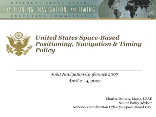 United States Space-Based  Positioning, Navigation &amp; Timing Policy