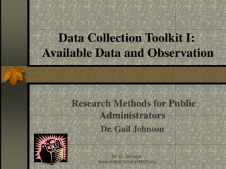 Data Collection Toolkit I:  Available Data and Observation