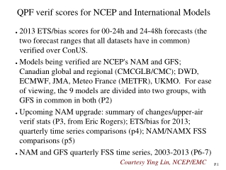 QPF verif  scores for NCEP and International Models