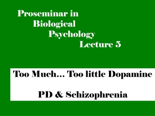 Too Much… Too little Dopamine PD &amp; Schizophrenia