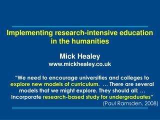 Implementing research-intensive education in the humanities
