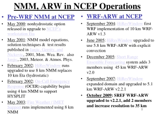 NMM, ARW in NCEP Operations