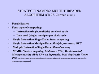 STRATEGIC NAMING: MULTI-THREADED ALGORITHM (Ch 27, Cormen et al.)