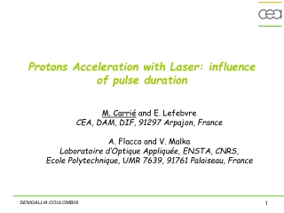 Protons Acceleration with Laser: influence of pulse duration