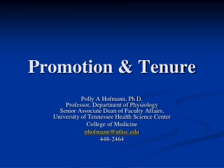 Promotion &amp; Tenure