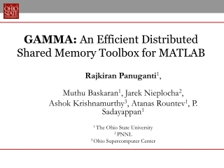 GAMMA:  An Efficient Distributed Shared Memory Toolbox for MATLAB