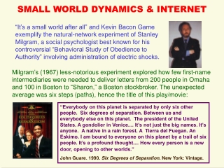 SMALL WORLD DYNAMICS &amp; INTERNET