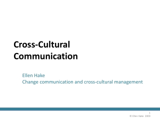 Cross-Cultural  Communication