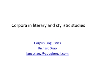 Corpora in literary and stylistic studies