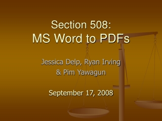 Section 508:  MS Word to PDFs
