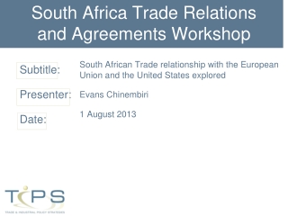 South Africa Trade Relations and Agreements Workshop