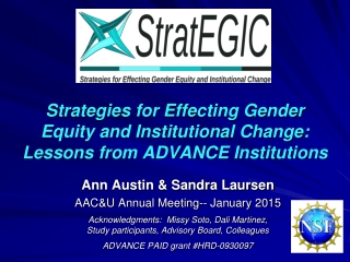 Strategies for Effecting Gender Equity and Institutional Change: Lessons from ADVANCE Institutions