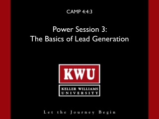 CAMP 4:4:3 Power Session 3:  The Basics of Lead Generation