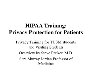 HIPAA Training: Privacy Protection for Patients