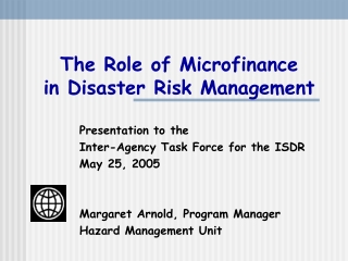 The Role of Microfinance  in Disaster Risk Management