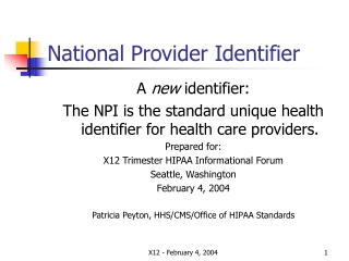 National Provider Identifier