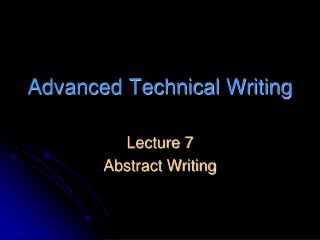 Advanced Technical Writing