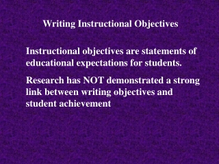 Writing Instructional Objectives