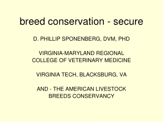 breed conservation - secure
