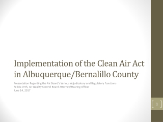 Implementation of the Clean Air Act in Albuquerque/Bernalillo County