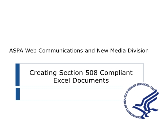 Creating Section 508 Compliant Excel Documents