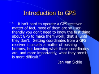 Introduction to GPS