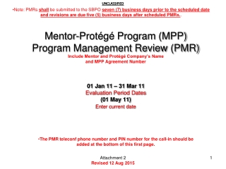 01 Jan 11 – 31 Mar 11 Evaluation Period Dates (01 May 11) Enter current date