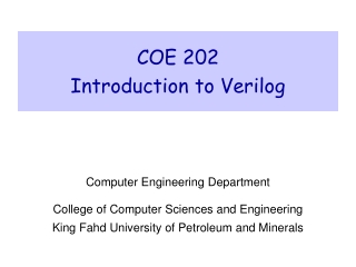 COE 202 Introduction to Verilog