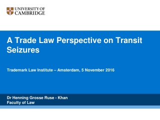 A Trade Law Perspective on Transit Seizures