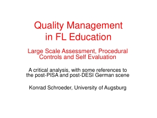 Quality Management  in FL Education