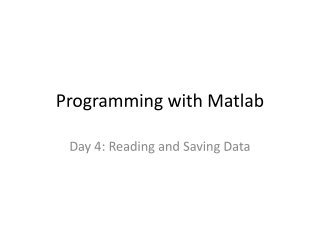 Programming with Matlab