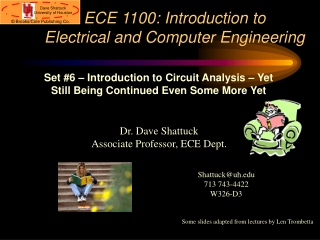 ECE 1100: Introduction to Electrical and Computer Engineering