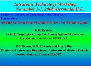 Infrasonic Technology Workshop         November 3-7, 2008, Bermuda, U.K.