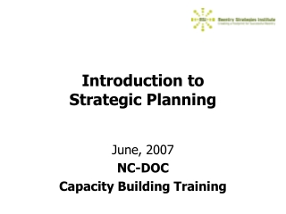 Introduction to  Strategic Planning