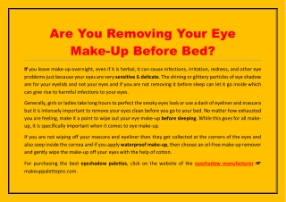Are You Removing Your Eye Make-Up Before Bed?