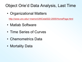 Object Orie’d Data Analysis, Last Time