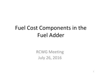 Fuel Cost Components in the Fuel Adder