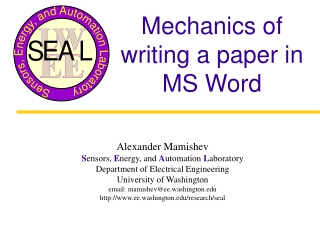 Mechanics of writing a paper in  MS Word