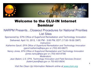 Welcome to the CLU-IN Internet Seminar