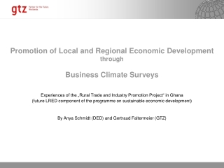 Promotion of Local and Regional Economic Development through Business Climate Surveys