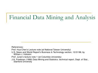 Financial Data Mining and Analysis